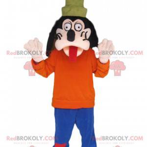 Goofy mascotte zijn tong uitsteekt. Goofy kostuum -